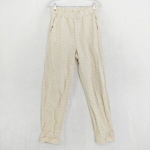 GAP  Khaki Women's Linen Cotton Blend Leopard Print Pullon Pants P4116